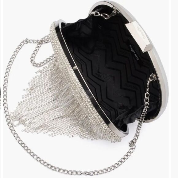Olga Berg Bria Crystal Fringe Clutch in Silver. New with flaw. Gorgeous! - Picture 4 of 16